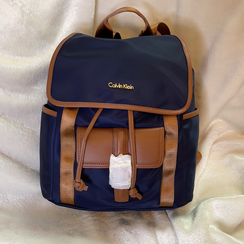 Calvin Klein Nylon Backpack Navy/Brown